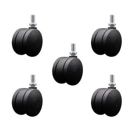 Service Caster 3'' Office Chair Casters Nylon Twin Wheel 1/2 Threaded Stem, 5PK SCC-UHTS02S75-NYS-121310-5